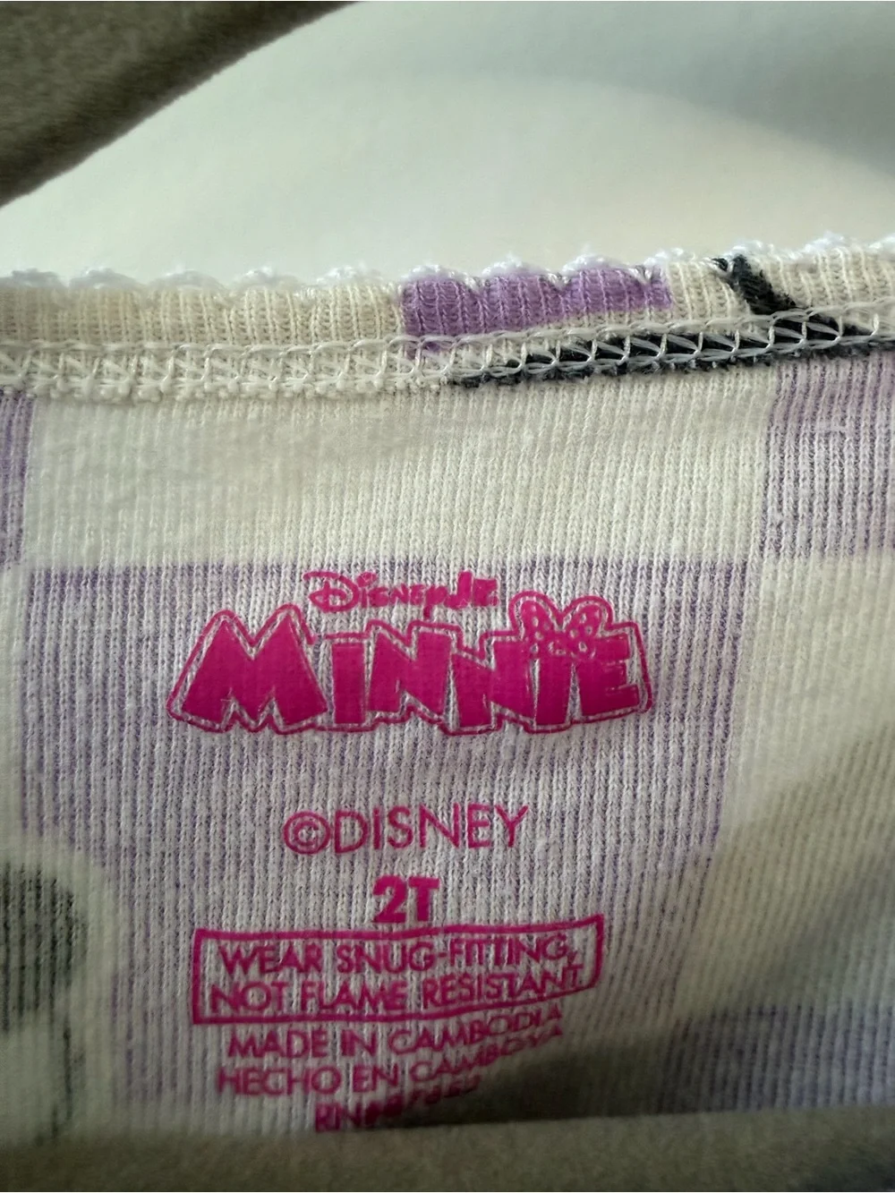Disney Purple and White Minnie Mouse Check Pajama Set